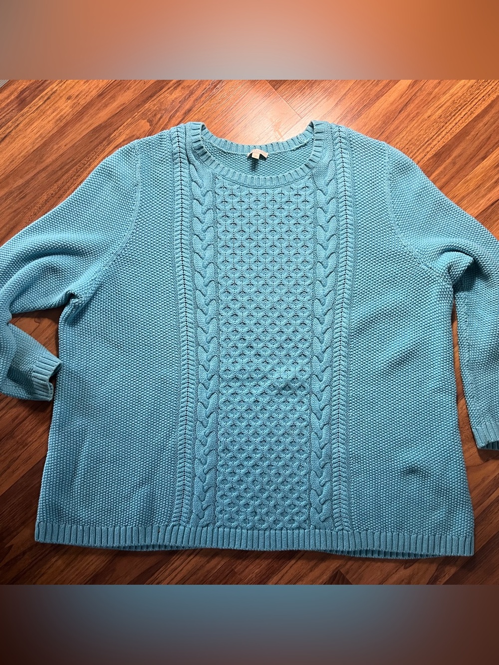 Talbots Sky Blue Cable Crew Sweater